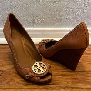 Tory Burch Peep Toe Wedge Heels